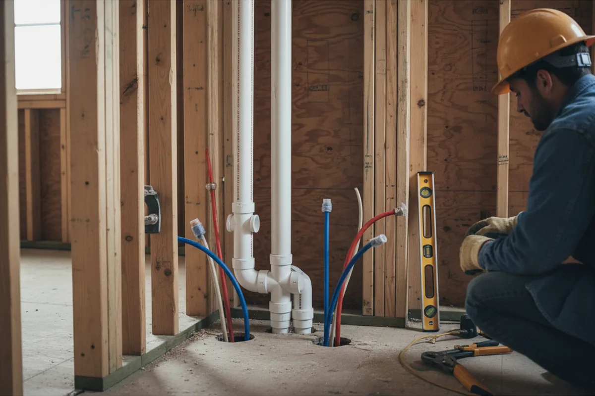 Drain and supply rough-in during Garbage Disposal Repair in Otis Orchards